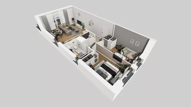 3 pokoje, mieszkanie 62,18 m², piętro 2, oferta nr V/7, Wille Biskupin 2.1, Wrocław, Biskupin-Sępolno-Dąbie-Bartoszowice, Śródmieście, ul. K. Olszewskiego