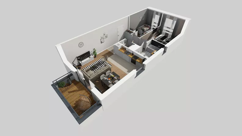 3 pokoje, mieszkanie 62,18 m², piętro 2, oferta nr V/7, Wille Biskupin 2.1, Wrocław, Biskupin-Sępolno-Dąbie-Bartoszowice, Śródmieście, ul. K. Olszewskiego