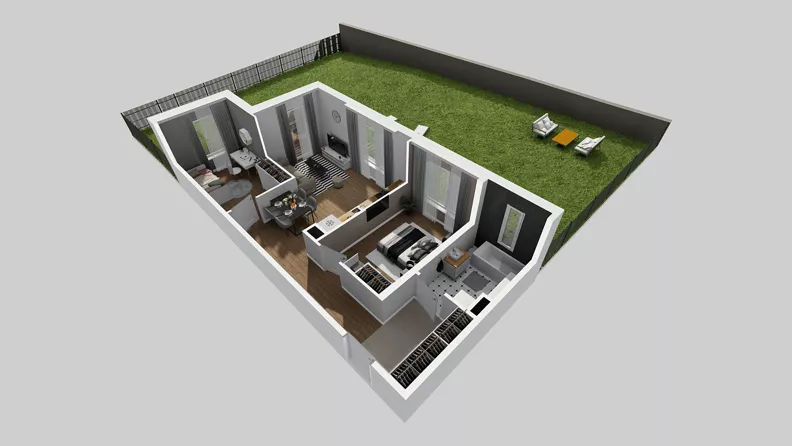 3 pokoje, mieszkanie 57,39 m², parter, oferta nr Y/2, Wille Biskupin 2.2, Wrocław, Biskupin-Sępolno-Dąbie-Bartoszowice, Śródmieście, ul. Karola Olszewskiego