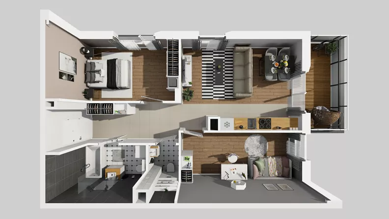 3 pokoje, mieszkanie 58,93 m², piętro 1, oferta nr Y/4, Wille Biskupin 2.2, Wrocław, Biskupin-Sępolno-Dąbie-Bartoszowice, Śródmieście, ul. Karola Olszewskiego