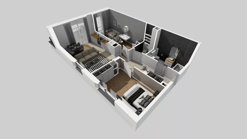 3 pokoje, mieszkanie 58,93 m², piętro 1, oferta nr Y/4, Wille Biskupin 2.2, Wrocław, Biskupin-Sępolno-Dąbie-Bartoszowice, Śródmieście, ul. Karola Olszewskiego