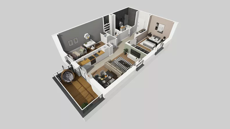 3 pokoje, mieszkanie 58,93 m², piętro 1, oferta nr Y/4, Wille Biskupin 2.2, Wrocław, Biskupin-Sępolno-Dąbie-Bartoszowice, Śródmieście, ul. Karola Olszewskiego