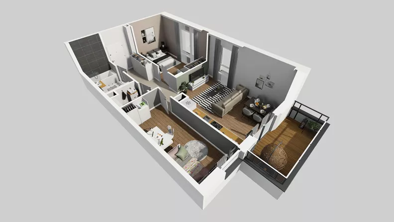 3 pokoje, mieszkanie 58,93 m², piętro 1, oferta nr Y/4, Wille Biskupin 2.2, Wrocław, Biskupin-Sępolno-Dąbie-Bartoszowice, Śródmieście, ul. Karola Olszewskiego