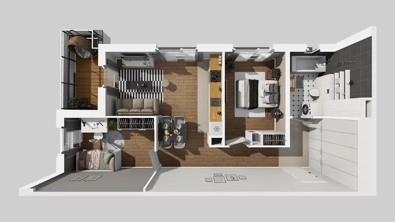 3 pokoje, mieszkanie 57,39 m², piętro 1, oferta nr Y/5, Wille Biskupin 2.2, Wrocław, Biskupin-Sępolno-Dąbie-Bartoszowice, Śródmieście, ul. Karola Olszewskiego