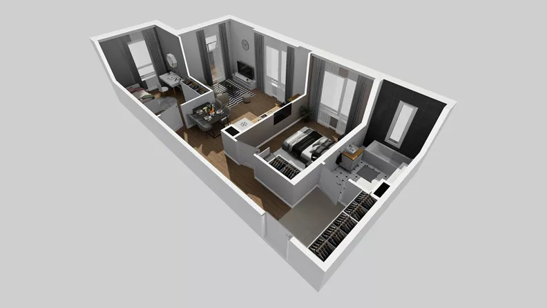 3 pokoje, mieszkanie 57,39 m², piętro 1, oferta nr Y/5, Wille Biskupin 2.2, Wrocław, Biskupin-Sępolno-Dąbie-Bartoszowice, Śródmieście, ul. Karola Olszewskiego