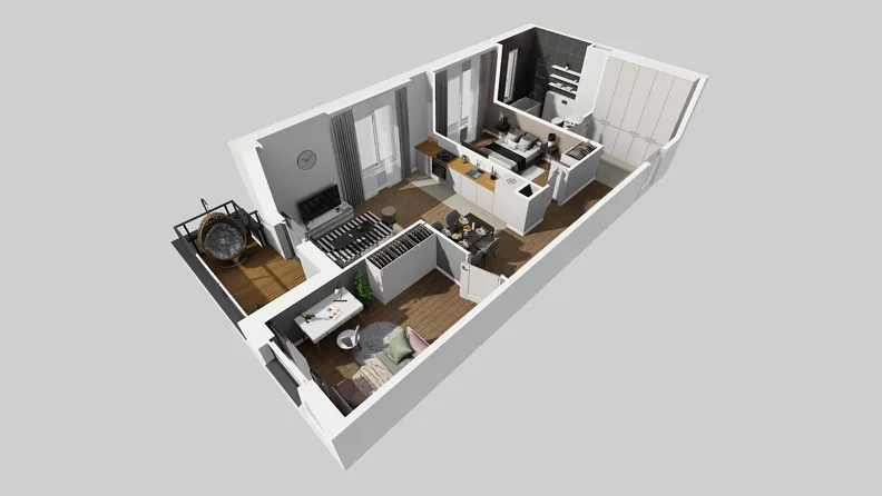 3 pokoje, mieszkanie 57,39 m², piętro 1, oferta nr Y/5, Wille Biskupin 2.2, Wrocław, Biskupin-Sępolno-Dąbie-Bartoszowice, Śródmieście, ul. Karola Olszewskiego