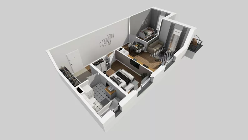 3 pokoje, mieszkanie 57,39 m², piętro 1, oferta nr Y/5, Wille Biskupin 2.2, Wrocław, Biskupin-Sępolno-Dąbie-Bartoszowice, Śródmieście, ul. Karola Olszewskiego