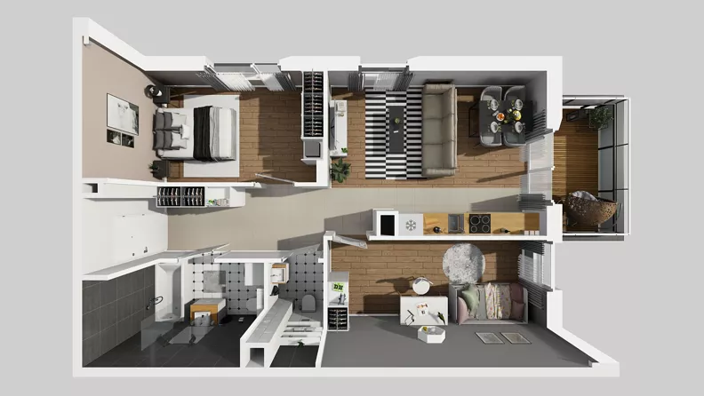 3 pokoje, mieszkanie 58,93 m², piętro 2, oferta nr Y/7, Wille Biskupin 2.2, Wrocław, Biskupin-Sępolno-Dąbie-Bartoszowice, Śródmieście, ul. Karola Olszewskiego