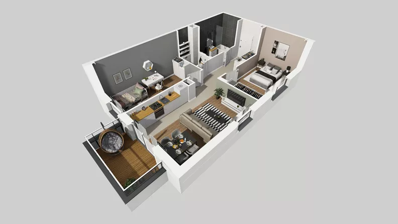 3 pokoje, mieszkanie 58,93 m², piętro 2, oferta nr Y/7, Wille Biskupin 2.2, Wrocław, Biskupin-Sępolno-Dąbie-Bartoszowice, Śródmieście, ul. Karola Olszewskiego