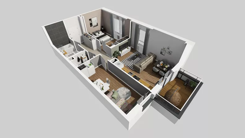 3 pokoje, mieszkanie 58,93 m², piętro 2, oferta nr Y/7, Wille Biskupin 2.2, Wrocław, Biskupin-Sępolno-Dąbie-Bartoszowice, Śródmieście, ul. Karola Olszewskiego