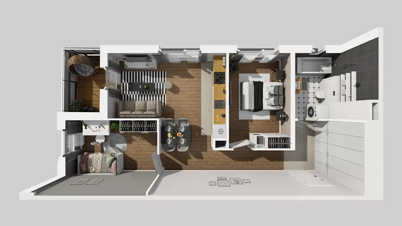 3 pokoje, mieszkanie 57,39 m², piętro 2, oferta nr Y/8, Wille Biskupin 2.2, Wrocław, Biskupin-Sępolno-Dąbie-Bartoszowice, Śródmieście, ul. Karola Olszewskiego