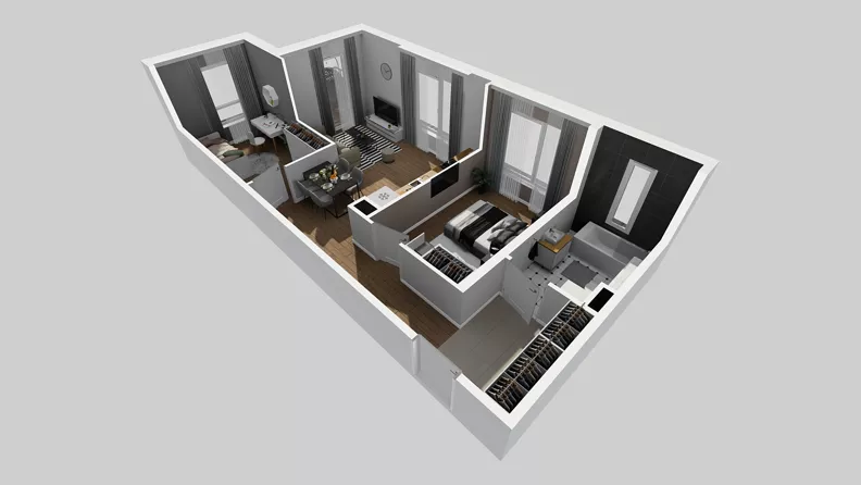 3 pokoje, mieszkanie 57,39 m², piętro 2, oferta nr Y/8, Wille Biskupin 2.2, Wrocław, Biskupin-Sępolno-Dąbie-Bartoszowice, Śródmieście, ul. Karola Olszewskiego
