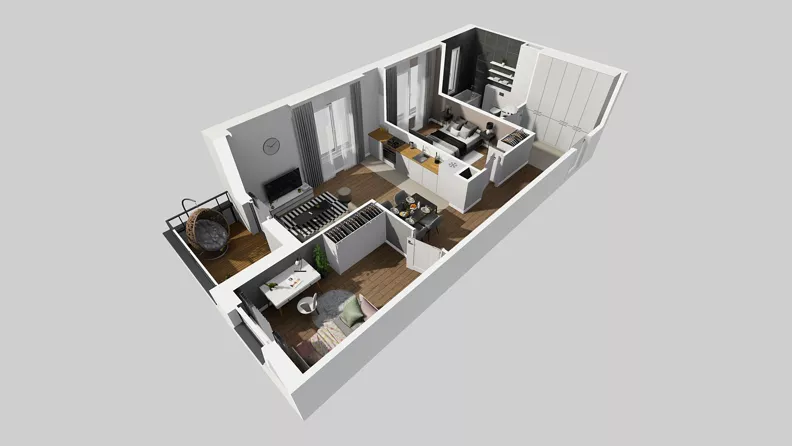 3 pokoje, mieszkanie 57,39 m², piętro 2, oferta nr Y/8, Wille Biskupin 2.2, Wrocław, Biskupin-Sępolno-Dąbie-Bartoszowice, Śródmieście, ul. Karola Olszewskiego