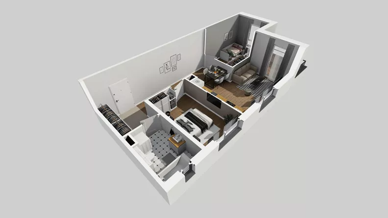 3 pokoje, mieszkanie 57,39 m², piętro 2, oferta nr Y/8, Wille Biskupin 2.2, Wrocław, Biskupin-Sępolno-Dąbie-Bartoszowice, Śródmieście, ul. Karola Olszewskiego