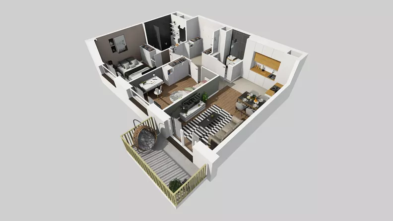 3 pokoje, mieszkanie 58,94 m², piętro 3, oferta nr C/21, Przystanek Prądnik 2, Kraków, Prądnik Biały, Górka Narodowa, ul. Meiera