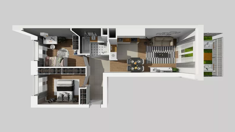 3 pokoje, mieszkanie 55,41 m², parter, oferta nr C/102, Przystanek Prądnik 2, Kraków, Prądnik Biały, Górka Narodowa, ul. Meiera