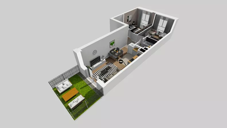 3 pokoje, mieszkanie 55,41 m², parter, oferta nr C/102, Przystanek Prądnik 2, Kraków, Prądnik Biały, Górka Narodowa, ul. Meiera