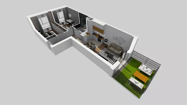 3 pokoje, mieszkanie 55,41 m², parter, oferta nr C/102, Przystanek Prądnik 2, Kraków, Prądnik Biały, Górka Narodowa, ul. Meiera