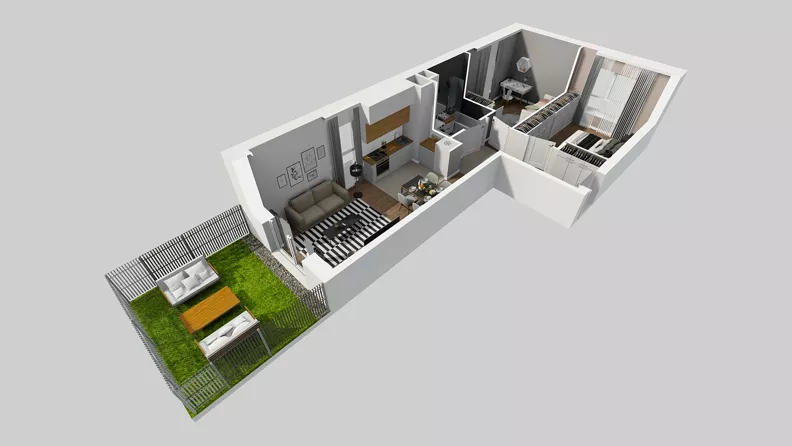3 pokoje, mieszkanie 55,66 m², parter, oferta nr C/104, Przystanek Prądnik 2, Kraków, Prądnik Biały, Górka Narodowa, ul. Meiera
