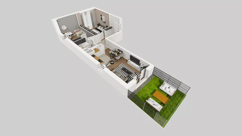 3 pokoje, mieszkanie 55,66 m², parter, oferta nr C/104, Przystanek Prądnik 2, Kraków, Prądnik Biały, Górka Narodowa, ul. Meiera