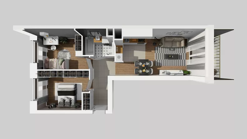 3 pokoje, mieszkanie 55,71 m², piętro 1, oferta nr C/105, Przystanek Prądnik 2, Kraków, Prądnik Biały, Górka Narodowa, ul. Meiera
