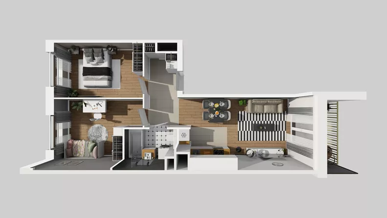 3 pokoje, mieszkanie 56,99 m², piętro 6, oferta nr C/160, Przystanek Prądnik 2, Kraków, Prądnik Biały, Górka Narodowa, ul. Meiera