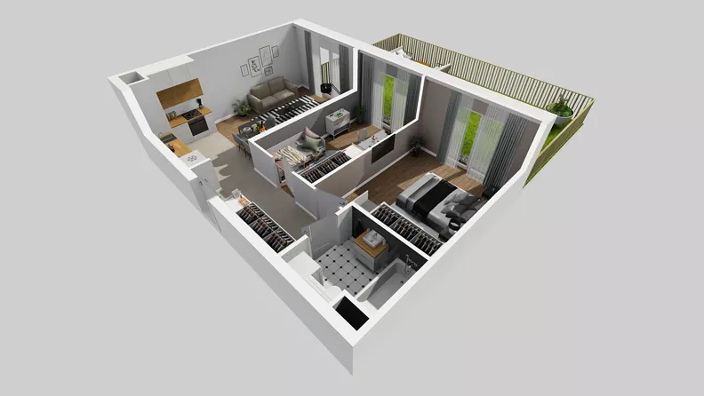3 pokoje, mieszkanie 59,55 m², piętro 1, oferta nr C/177, Przystanek Prądnik 2, Kraków, Prądnik Biały, Górka Narodowa, ul. Meiera
