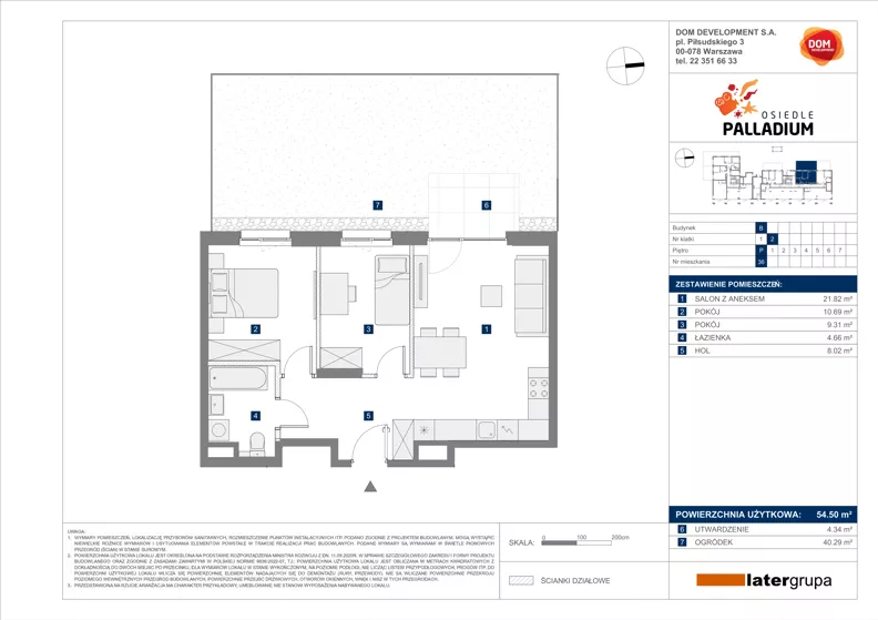 3 pokoje, mieszkanie 54,50 m², parter, oferta nr B/36, Osiedle Palladium, Warszawa, Białołęka, Nowodwory, ul. Mieczysławy Ćwiklińskiej