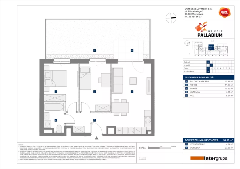 3 pokoje, mieszkanie 54,06 m², parter, oferta nr B/38, Osiedle Palladium, Warszawa, Białołęka, Nowodwory, ul. Mieczysławy Ćwiklińskiej