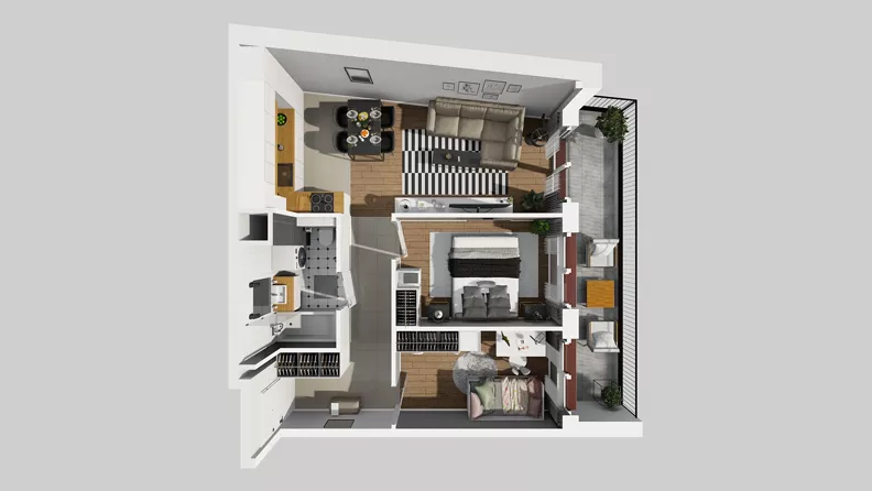 3 pokoje, mieszkanie 53,52 m², piętro 4, oferta nr A/44, Osiedle Międzyleska 3, Wrocław, Tarnogaj, Krzyki, ul. Międzyleska