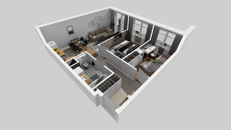 3 pokoje, mieszkanie 53,52 m², piętro 4, oferta nr A/44, Osiedle Międzyleska 3, Wrocław, Tarnogaj, Krzyki, ul. Międzyleska
