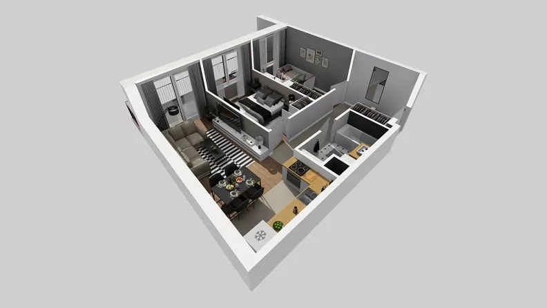 3 pokoje, mieszkanie 53,52 m², piętro 4, oferta nr A/44, Osiedle Międzyleska 3, Wrocław, Tarnogaj, Krzyki, ul. Międzyleska
