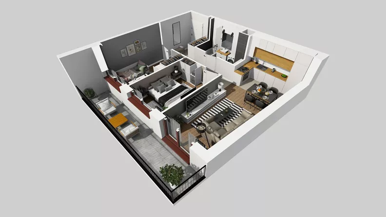 3 pokoje, mieszkanie 53,52 m², piętro 4, oferta nr A/44, Osiedle Międzyleska 3, Wrocław, Tarnogaj, Krzyki, ul. Międzyleska