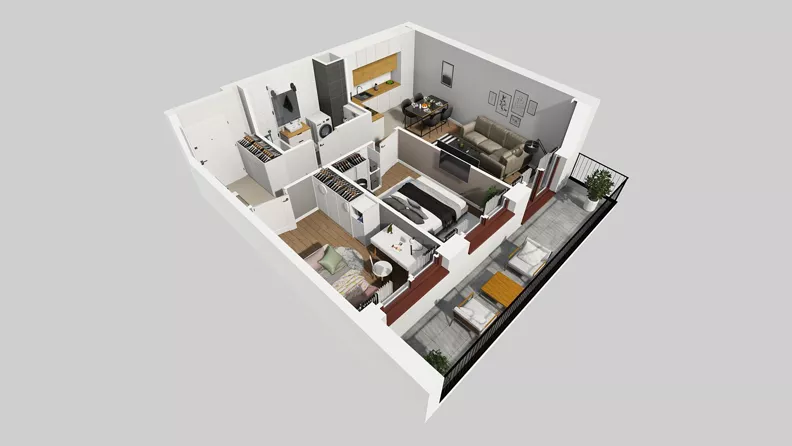 3 pokoje, mieszkanie 53,52 m², piętro 4, oferta nr A/44, Osiedle Międzyleska 3, Wrocław, Tarnogaj, Krzyki, ul. Międzyleska