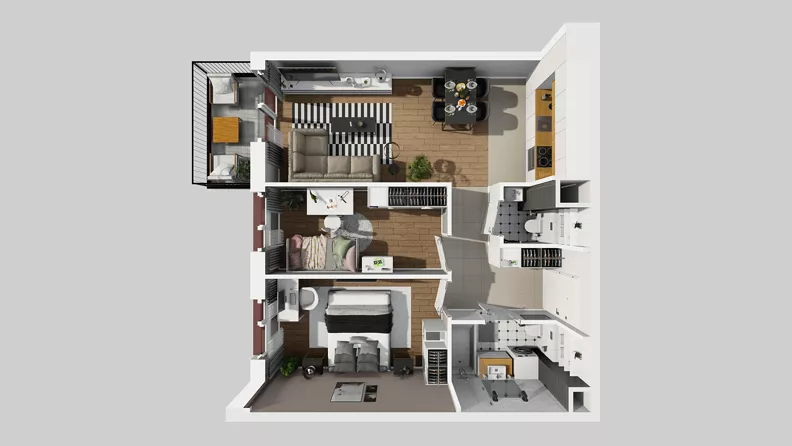 3 pokoje, mieszkanie 57,88 m², piętro 5, oferta nr A/52, Osiedle Międzyleska 3, Wrocław, Tarnogaj, Krzyki, ul. Międzyleska