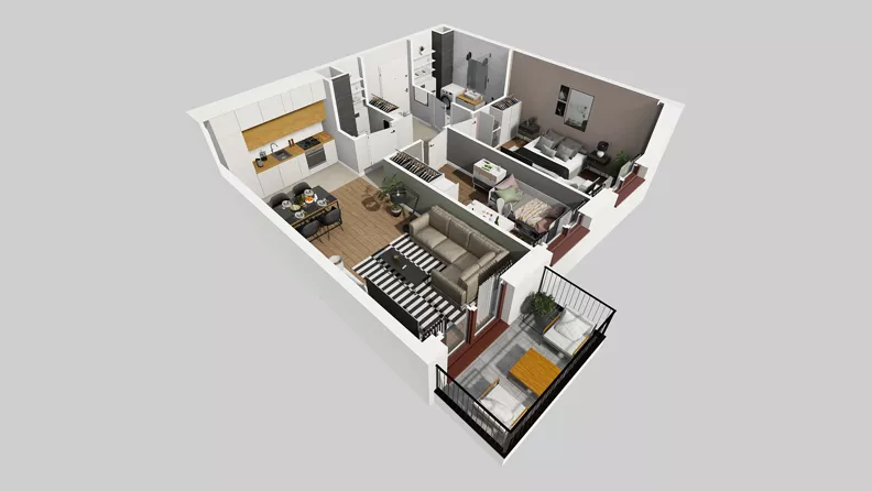 3 pokoje, mieszkanie 57,88 m², piętro 5, oferta nr A/52, Osiedle Międzyleska 3, Wrocław, Tarnogaj, Krzyki, ul. Międzyleska