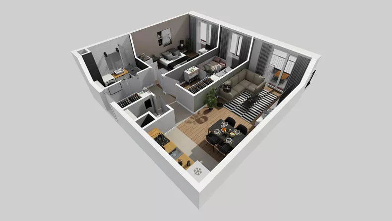 3 pokoje, mieszkanie 57,88 m², piętro 5, oferta nr A/52, Osiedle Międzyleska 3, Wrocław, Tarnogaj, Krzyki, ul. Międzyleska