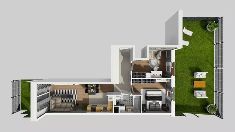 3 pokoje, mieszkanie 59,88 m², parter, oferta nr A/97, Osiedle Międzyleska 3, Wrocław, Tarnogaj, Krzyki, ul. Międzyleska