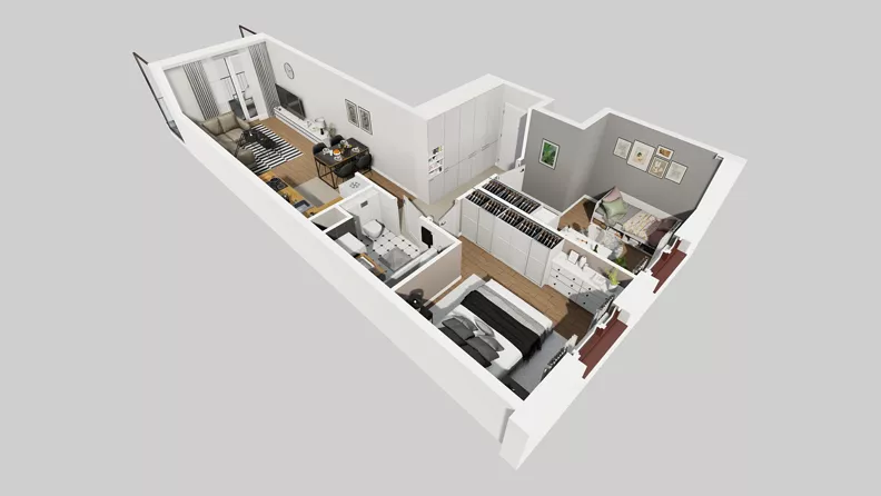 3 pokoje, mieszkanie 59,09 m², piętro 1, oferta nr A/99, Osiedle Międzyleska 3, Wrocław, Tarnogaj, Krzyki, ul. Międzyleska