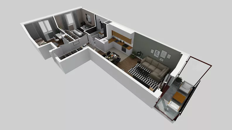 3 pokoje, mieszkanie 59,09 m², piętro 1, oferta nr A/99, Osiedle Międzyleska 3, Wrocław, Tarnogaj, Krzyki, ul. Międzyleska