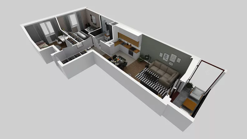 3 pokoje, mieszkanie 59,23 m², piętro 3, oferta nr A/107, Osiedle Międzyleska 3, Wrocław, Tarnogaj, Krzyki, ul. Międzyleska