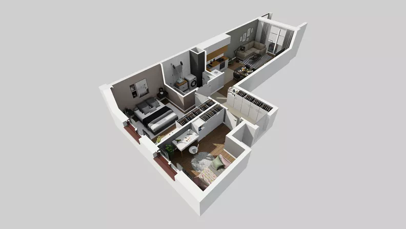 3 pokoje, mieszkanie 59,23 m², piętro 3, oferta nr A/107, Osiedle Międzyleska 3, Wrocław, Tarnogaj, Krzyki, ul. Międzyleska