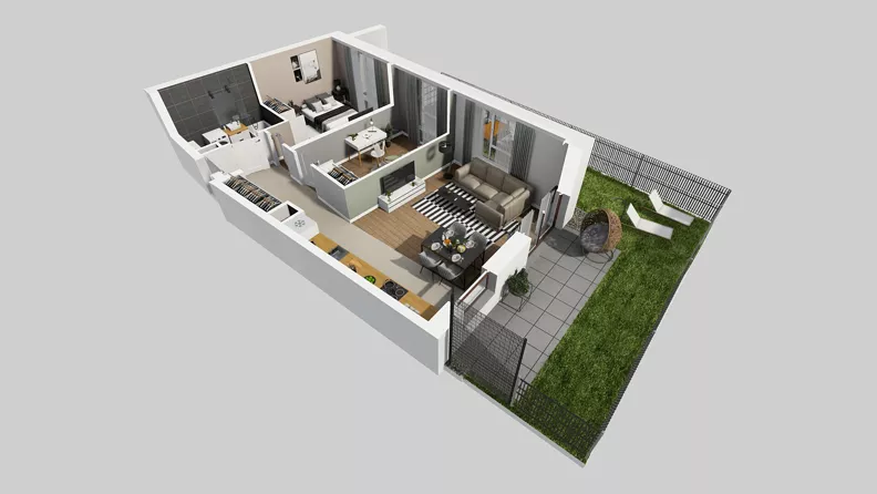 3 pokoje, mieszkanie 60,87 m², parter, oferta nr A/19, Międzyleska 4, Wrocław, Tarnogaj, Krzyki, ul. Międzyleska