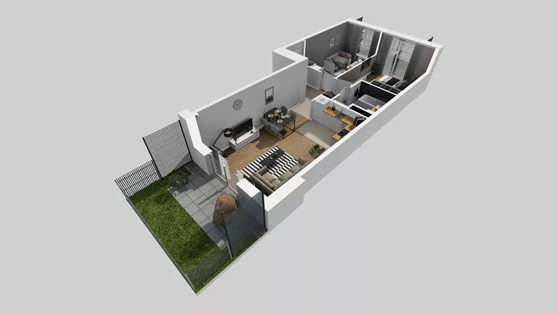 3 pokoje, mieszkanie 60,36 m², parter, oferta nr A/112, Międzyleska 4, Wrocław, Tarnogaj, Krzyki, ul. Międzyleska