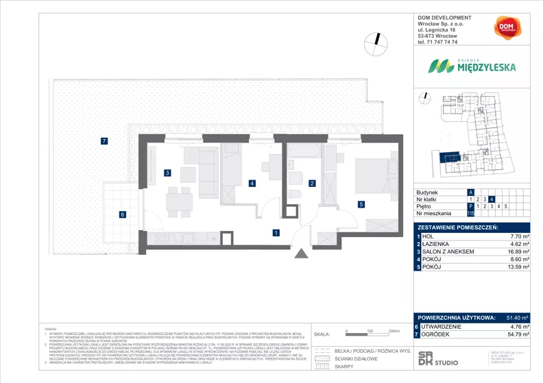 3 pokoje, mieszkanie 51,40 m², parter, oferta nr A/115, Międzyleska 4, Wrocław, Tarnogaj, Krzyki, ul. Międzyleska