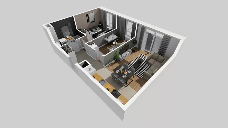 3 pokoje, mieszkanie 51,52 m², piętro 1, oferta nr A/117, Międzyleska 4, Wrocław, Tarnogaj, Krzyki, ul. Międzyleska