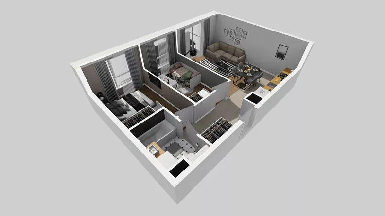 3 pokoje, mieszkanie 51,52 m², piętro 1, oferta nr A/117, Międzyleska 4, Wrocław, Tarnogaj, Krzyki, ul. Międzyleska