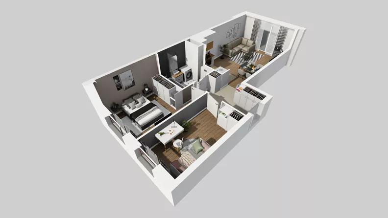 3 pokoje, mieszkanie 60,36 m², piętro 3, oferta nr A/124, Międzyleska 4, Wrocław, Tarnogaj, Krzyki, ul. Międzyleska
