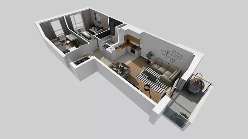 3 pokoje, mieszkanie 60,36 m², piętro 3, oferta nr A/124, Międzyleska 4, Wrocław, Tarnogaj, Krzyki, ul. Międzyleska