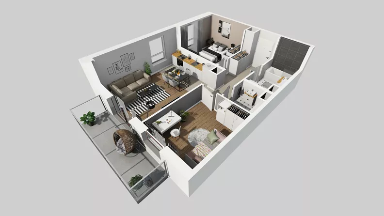 3 pokoje, mieszkanie 59,69 m², piętro 4, oferta nr A/14, Międzyleska 4, Wrocław, Tarnogaj, Krzyki, ul. Międzyleska